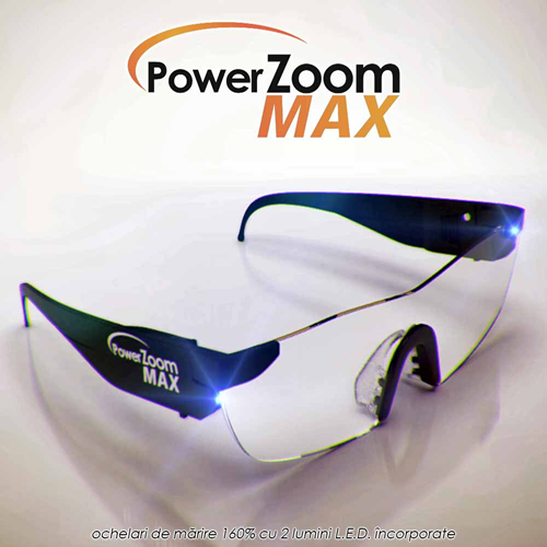 Power Zoom Max - Ochelari Lupa Pentru Marire 160% Cu 2 LED-Uri Incorporate